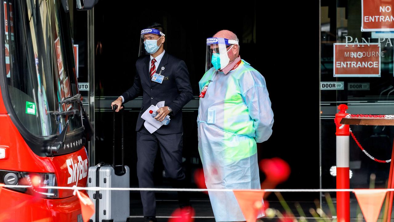 Quarantine hotel Pan Pacific at South Wharf in Melbourne. Picture: NCA NewsWire / Ian Currie