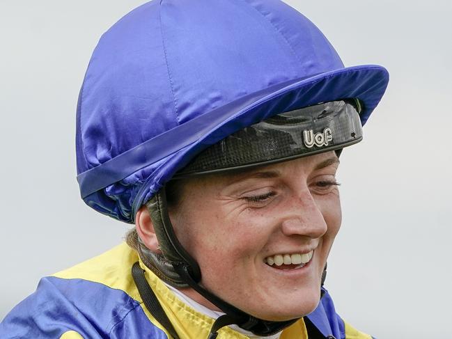 CHICHESTER, ENGLAND - JULY 27: A delighted Hollie Doyle after riding Trueshan to win The Al Shaqab Goodwood Cup Stakes during the Qatar Goodwood Festival at Goodwood Racecourse on July 27, 2021 in Chichester, England. (Photo by Alan Crowhurst/Getty Images)