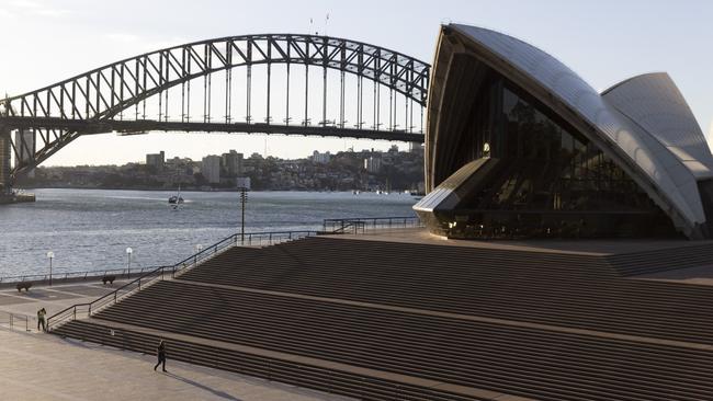 A near-empty Sydney Opera House forecourt on Wednesday. Picture: Getty Images