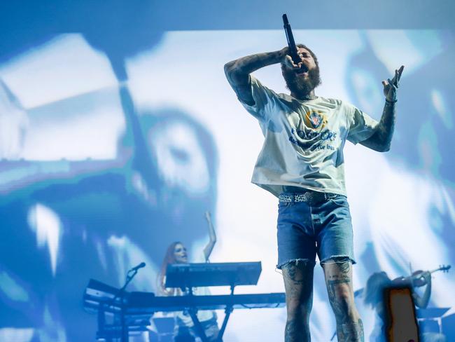 Post Malone performs at the RNA Showgrounds. Photo - Stephen Archer