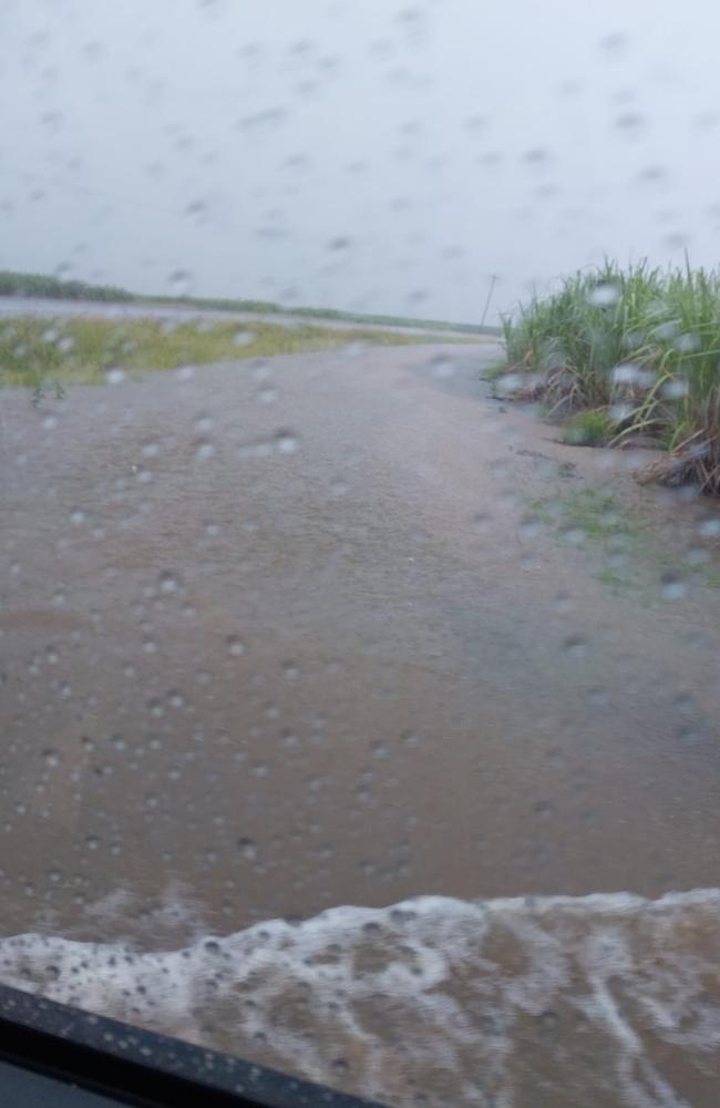 Facebook user Tim Tam shared this photo of flash floods in Farleigh cane fields. Photo: Contributed