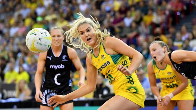 Gretel Tippett was perfect shooting for goal in the second-half. Picture: AAP