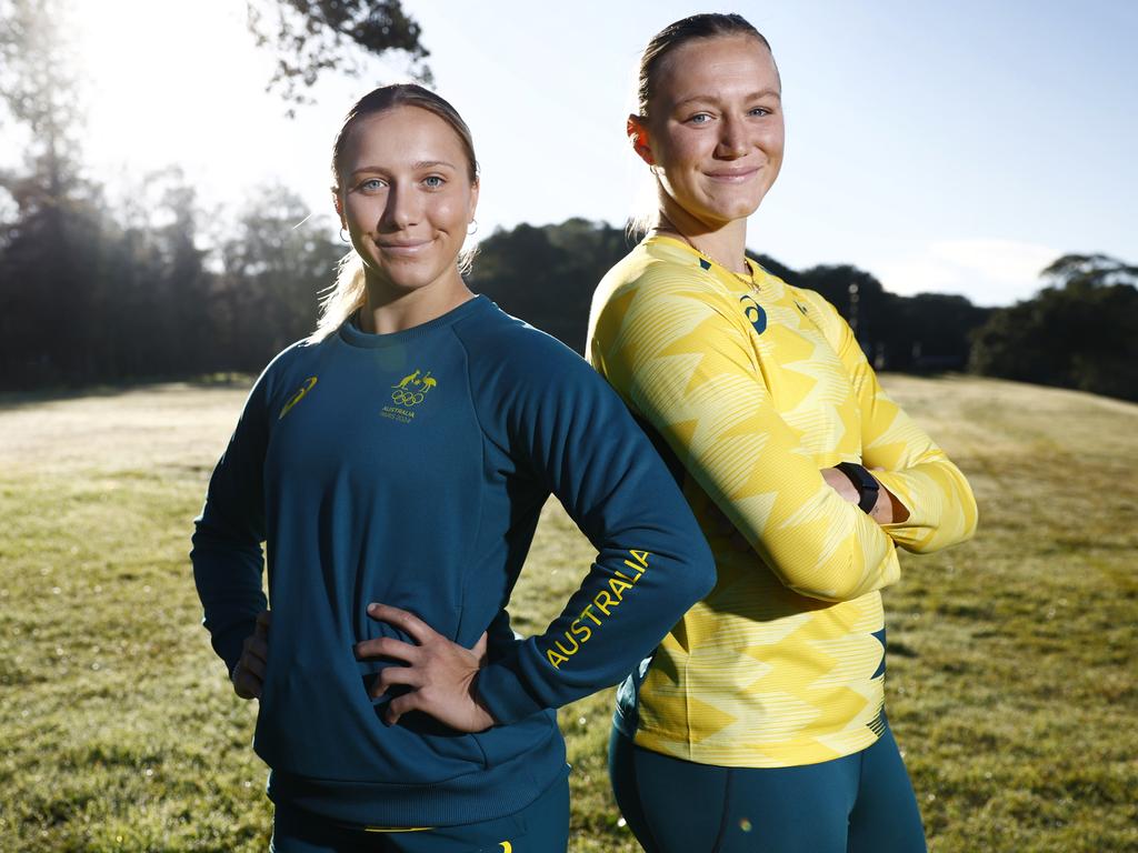 Teagan Levi and Maddison Levi, who will play for the Australian Rugby Sevens team in Paris, are ambassadors for Dolly’s Dream Australia. Picture: Richard Dobson