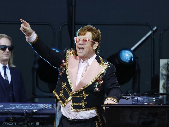 Elton John on stage at McDonald Jones Stadium. Picture: Richard Dobson