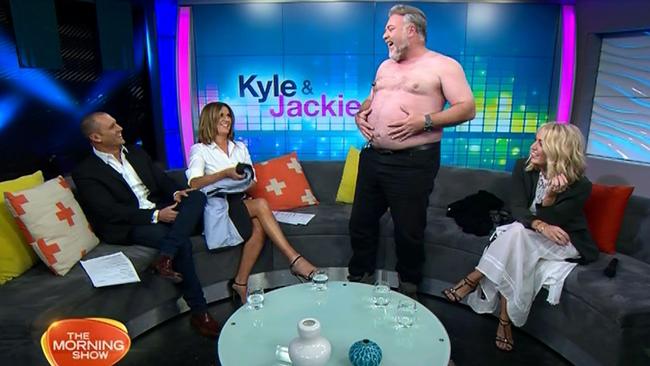 Kyle Sandilands went shirtless on The Morning Show. Picture: Channel 7