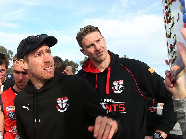 Ovens & Murray FNL, Round 14, Wangaratta Rovers Hawks V Myrtleford Saints, at Wangaratta,  co coaches Dawson Simpson & Jake Sharp,   Myrtleford,    Picture Yuri Kouzmin