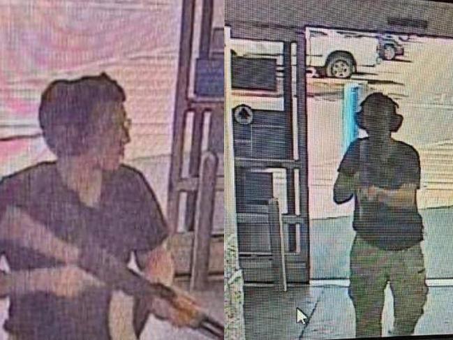 This CCTV image shows the gunman identified as Patrick Crusius as he enters the Cielo Vista Walmart store in El Paso. Picture: AFP