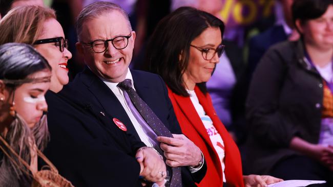 Prime Minister Anthony Albanese at the Yes campaign launch in Adelaide. Picture: James Elsby/Getty