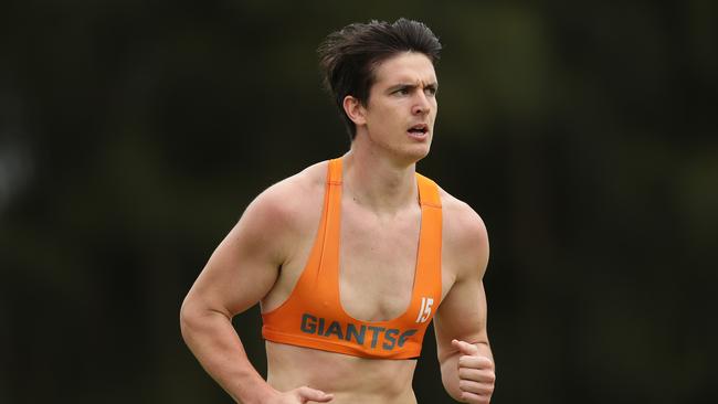 SYDNEY, AUSTRALIA - JANUARY 06: Sam Taylor of the Giants runs during a Greater Western Sydney Giants AFL training session at Sydney Olympic Park Sports Centre on January 06, 2021 in Sydney, Australia. (Photo by Mark Metcalfe/Getty Images)