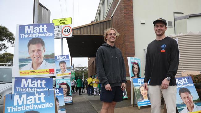 Bali-bound mates Jordan Newbound and Joe Mcgaffin also voted early. Picture: John Grainger