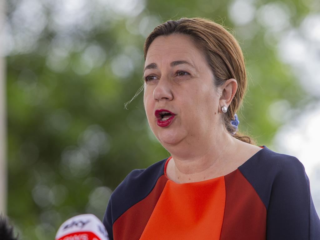 Queensland Premier Annastacia Palaszczuk holding a media conference at Seventeen Mile Rocks, Brisbane. Picture: Jerad Williams