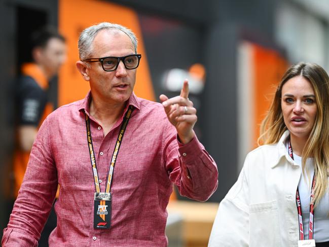 MELBOURNE, AUSTRALIA - MARCH 13: Stefano Domenicali, CEO of the Formula One Group talks during previews ahead of the F1 Grand Prix of Australia at Albert Park Grand Prix Circuit on March 13, 2025 in Melbourne, Australia. (Photo by Clive Mason/Getty Images)