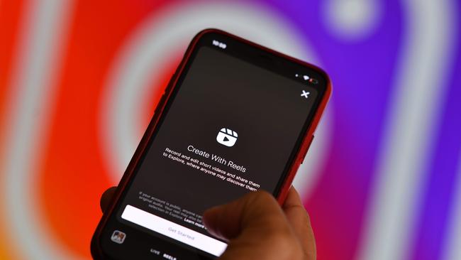 Instagram's new video feature Reels on a smartphone. Picture: AFP