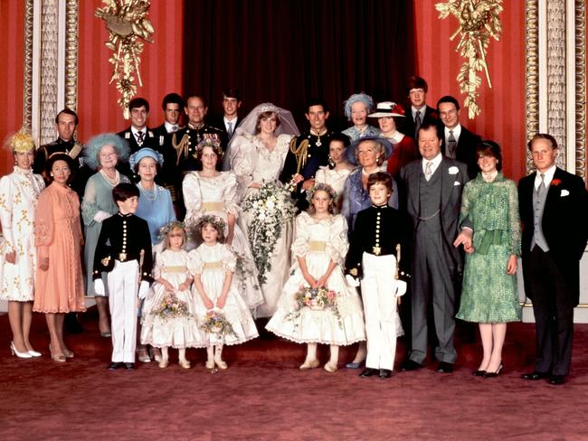 Princess Margaret (centre row, second from left) at Charles and Di’s wedding. Picture: AFP