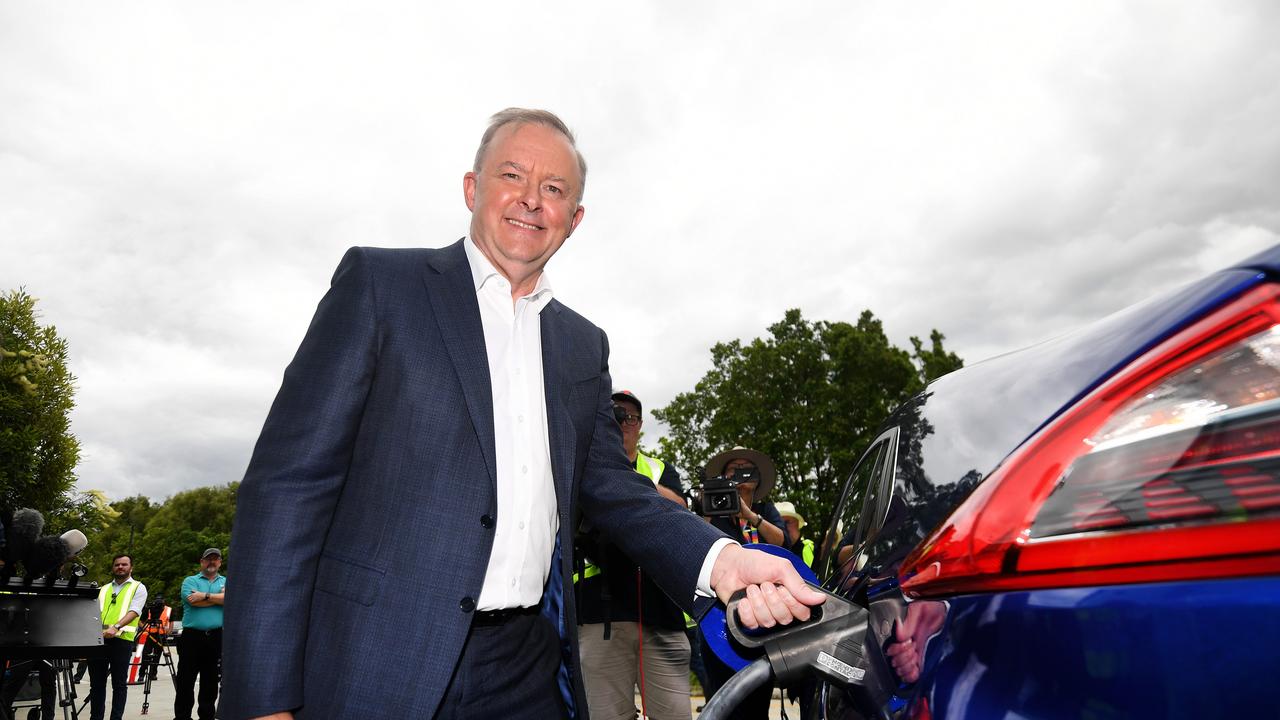 Opposition leader Anthony Albanese has not yet unveiled his plan to deliver net zero by 2050, but electric vehicles are tipped to play a part. Picture: NCA NewsWire / Dan Peled