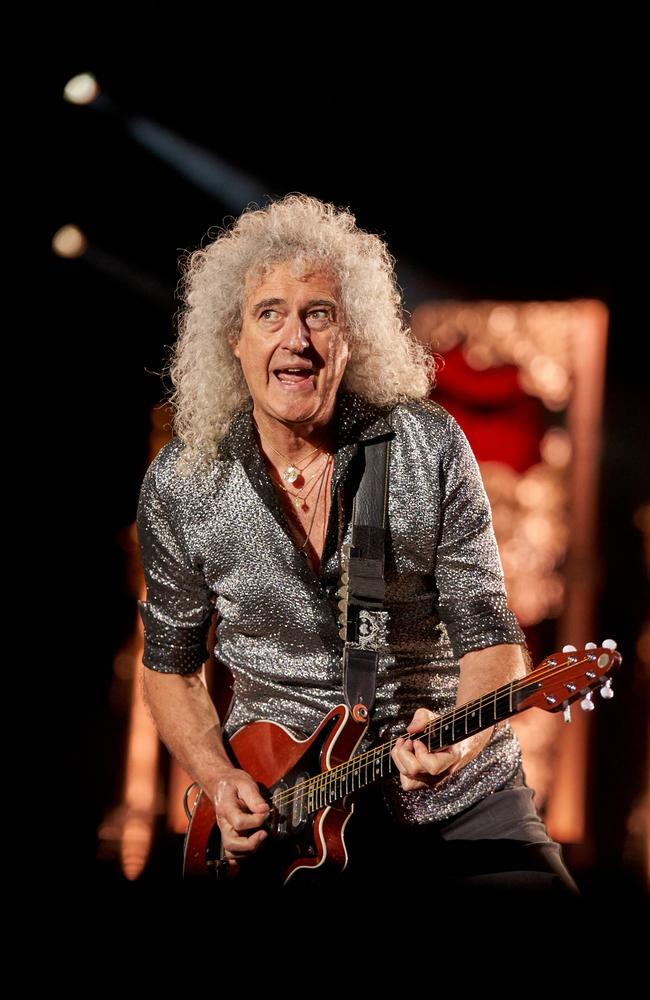 Brian May from Queen during a performance at Adelaide Oval 2020. Picture: Matt Loxton