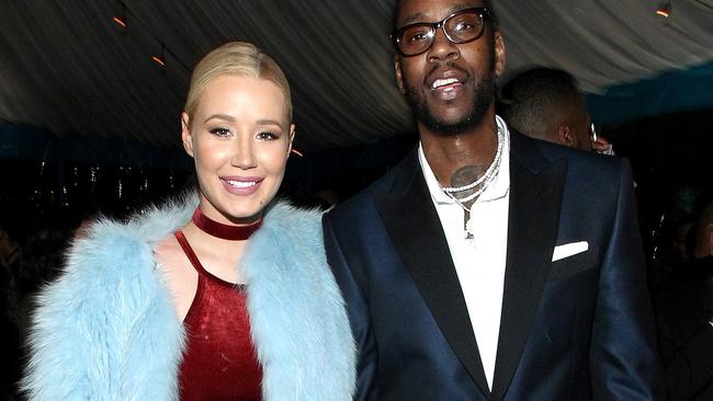 LOS ANGELES, CA - FEBRUARY 12: Rappers Iggy Azalea and 2 Chainz attend the Def Jam Toasts The Grammys at the Private Residence of Jonas Tahlin, CEO Absolut Elyx on February 12, 2017 in Los Angeles, California. (Photo by Tommaso Boddi/Getty Images for Absolut Elyx)