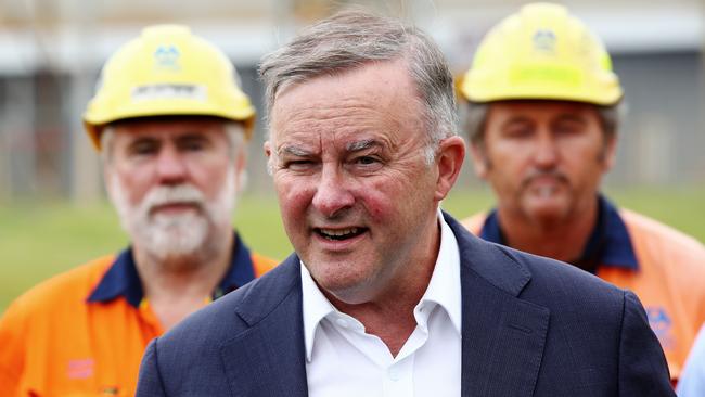 Opposition Leader Anthony Albanese visits Joel Fitzgibbon’s Hunter Valley electorate. Picture: Toby Zerna