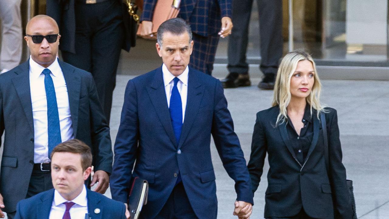 Hunter Biden (C), son of US President Joe Biden, and his wife Melissa Cohen, leave court after his guilty plea in his trail on tax evasion in Los Angeles, California, on September 5, 2024. Picture: AFP