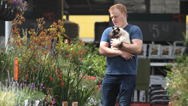 Richard Boyle takes Shasti with him on trips to Bunnings. Picture: Dean Martin