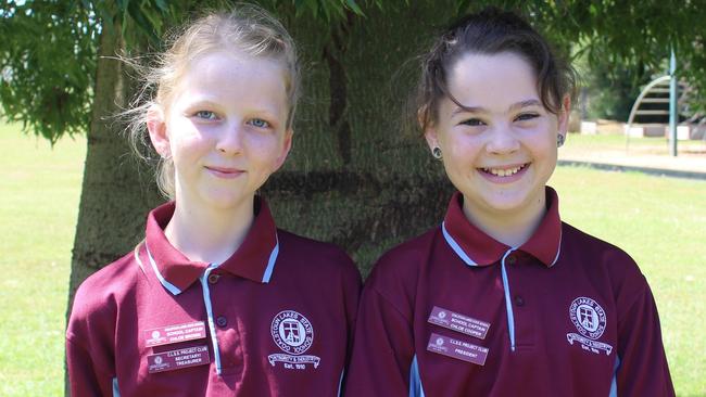 Coalstoun Lakes State School 2023 captains Chloe Brown and Chloe Cooper.