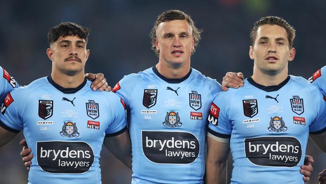 Jack Wighton (C) is fit to return to the Blues after being among their best in Game 1. Picture: Getty