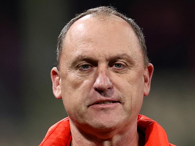 SYDNEY, AUSTRALIA - AUGUST 09: Swans coach, John Longmire looks on during the round 22 AFL match between Sydney Swans and Collingwood Magpies at SCG, on August 09, 2024, in Sydney, Australia. (Photo by Brendon Thorne/AFL Photos/via Getty Images)