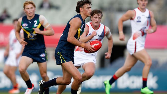 Lucas Camporeale in action for the AFL National Academy team against Coburg. Picture: Michael Willson/AFL Photos via Getty Images