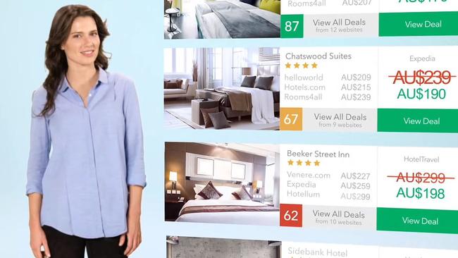 Screen grab of the Trivago TV advert that has misled people. Trivago has been fined $44.7m after it misled Australian consumers.