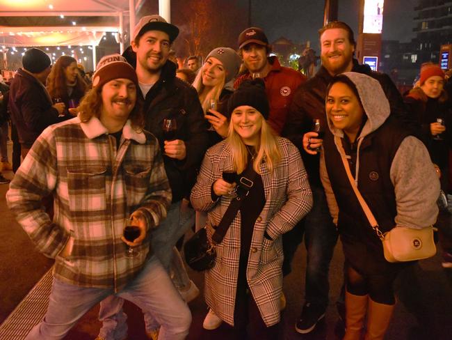 #sendingitBraden, Matt, Jana, Jess, Steve, Dave and Francisca at the Whisky, Wine and Fire Festival 2024 at the Caulfield Racecourse. Picture: Jack Colantuono