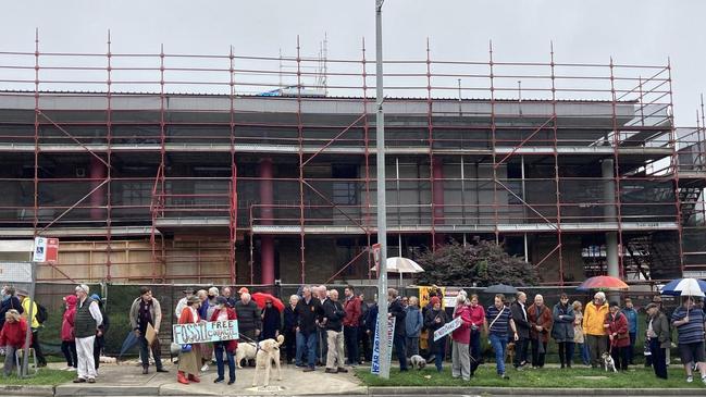 Residents of the Southern Highlands rally outside the Wingecarribee Shire Council chambers after the councillors’ poor behaviour eroded their confidence in the council.