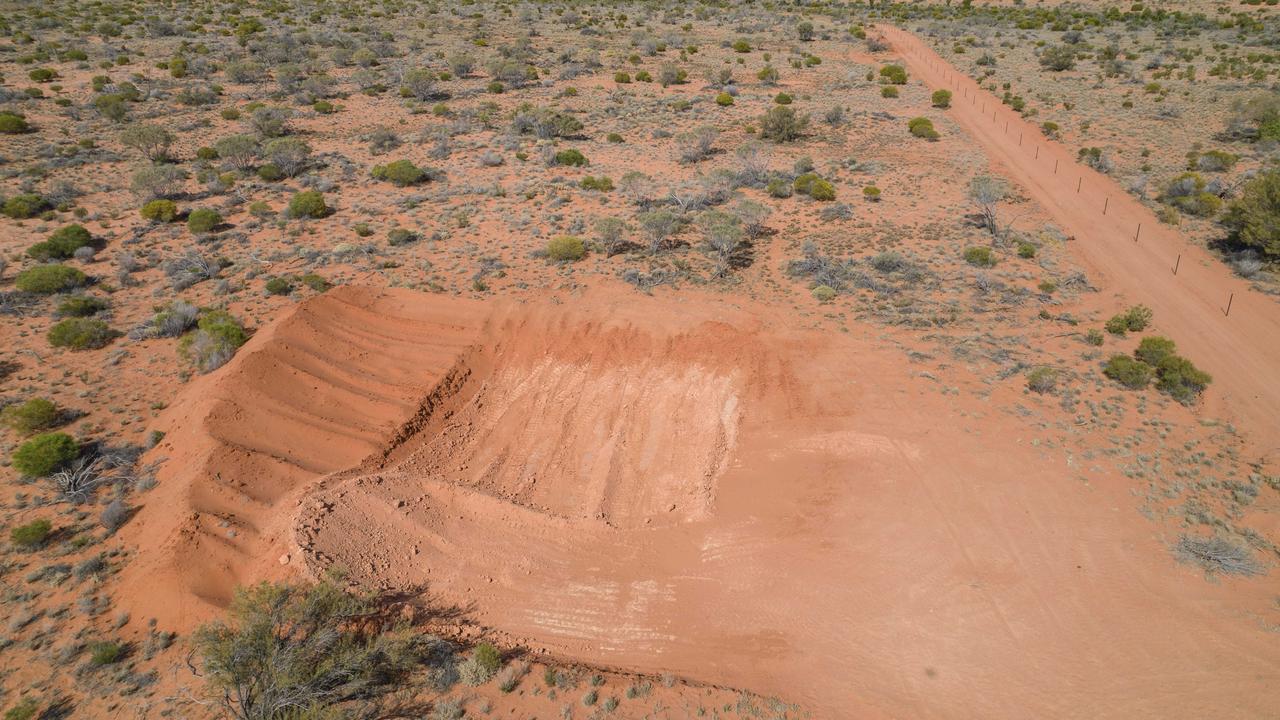 Large pits were dug into sacred Adnyamathanha sites during the earthworks. Picture: Supplied.