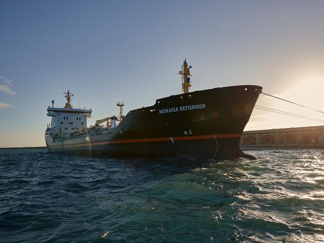 This undated and unlocated handout picture released by Monjasa shows the Liberian-flagged oil tanker, Monjasa Reformer, owned by Monjasa, and technically managed by Montec Ship Management. - A Danish-owned Liberian-flagged oil tanker was boarded by pirates over the weekend in the Gulf of Guinea, the owner said on March 28, 2023, adding that contact with 16 crew members had been lost. The 135-metre-long Monjasa Reformer "experienced an emergency situation" on March 25, 2023 about 140 nautical miles west of Port Pointe-Noire in Congo-Brazzaville, owner Monjasa said. (Photo by MONJASA / AFP) / RESTRICTED TO EDITORIAL USE - MANDATORY CREDIT "AFP PHOTO / MONJASA " - NO MARKETING NO ADVERTISING CAMPAIGNS - DISTRIBUTED AS A SERVICE TO CLIENTS