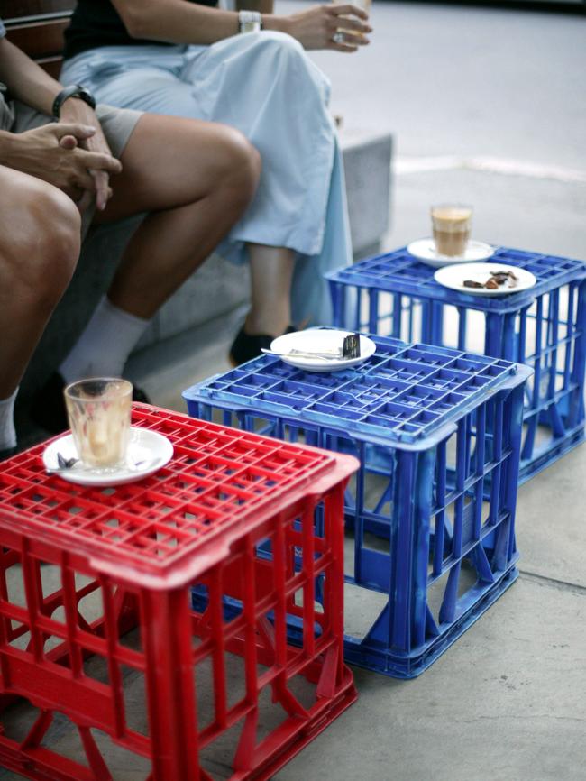 A milk crate cafe.