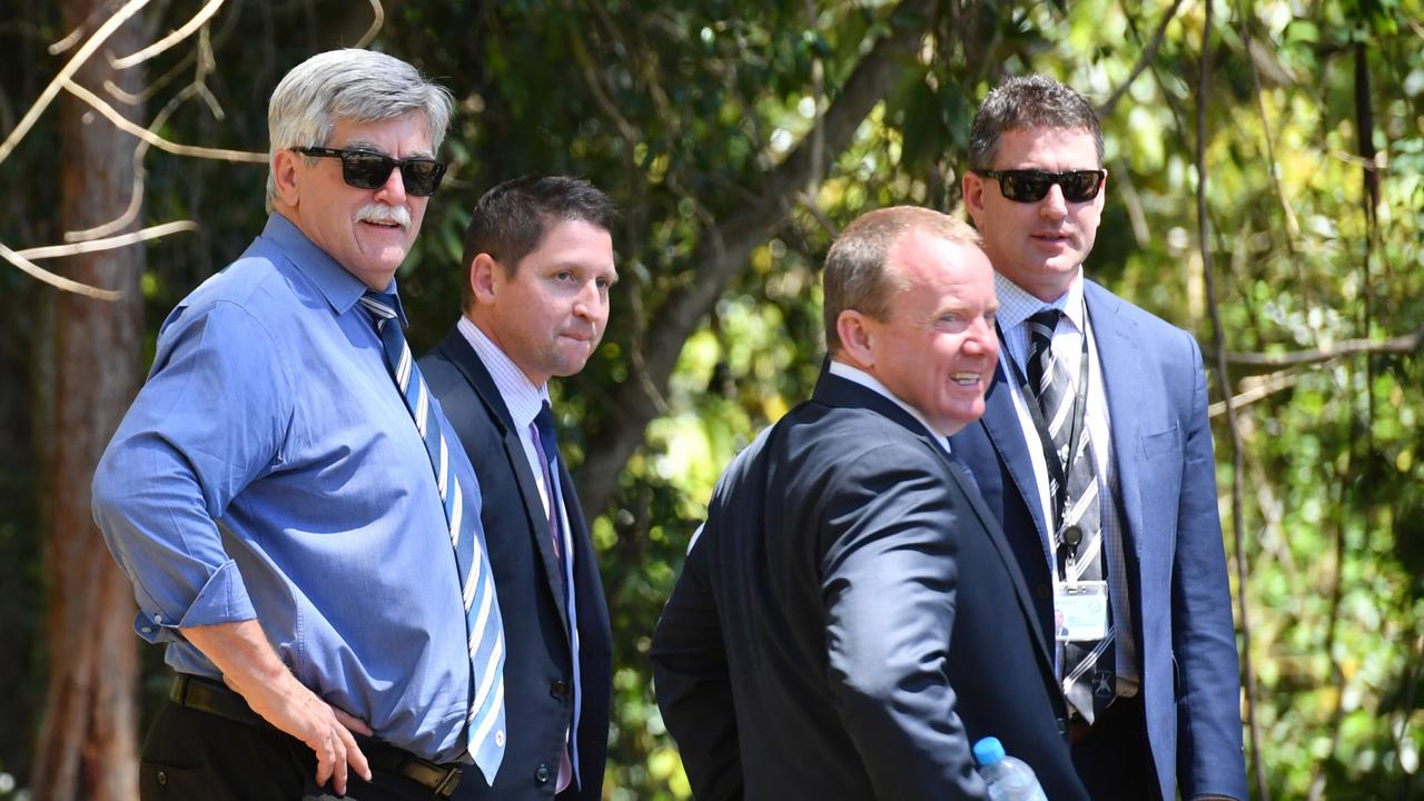 Police at the Kendall home as they conduct their search. (AAP Image/Mick Tsikas)