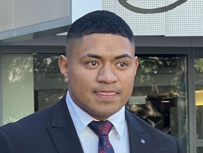 Manly hooker Manase Fainu outside Parramatta District Court on day two of his trial. Picture: Shannon Tonkin