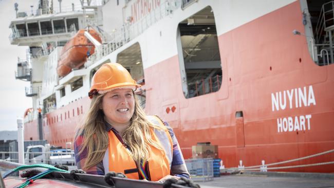 Australian Antarctic Division's voyage watercraft operator Dr Jaimie Cleeland will embark to Casey Station in Antarctica for a Christmas resupply and vital science projects on Wednesday. Picture: Chris Kidd