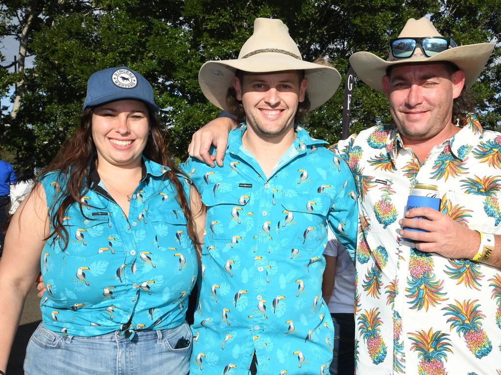 Samantha Jarvie, Luke Schaenzel and Russell Thompson. Meatstock Festival at the Toowoomba showgrounds. April 2022