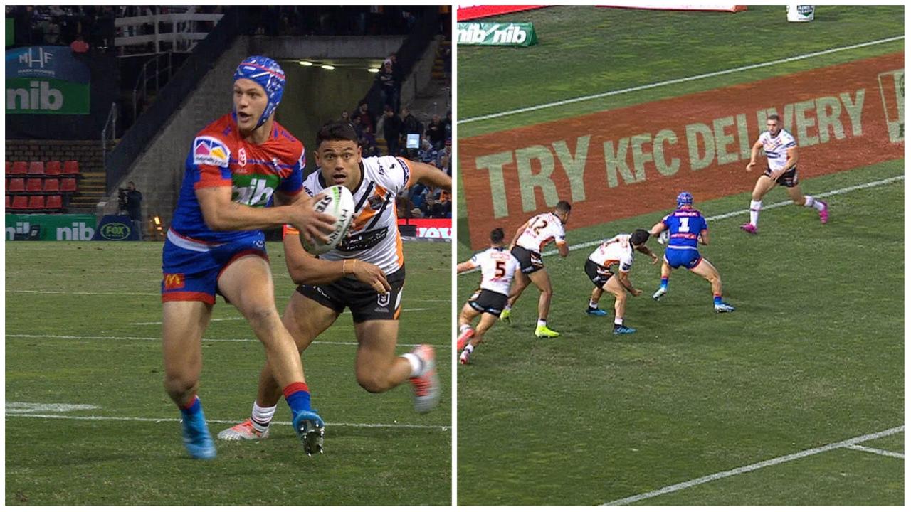Kalyn Ponga fooled almost half the Tigers team with his fancy footwork.