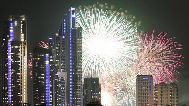 Midnight fireworks at Surfers Paradise in previous years. Picture Glenn Hampson