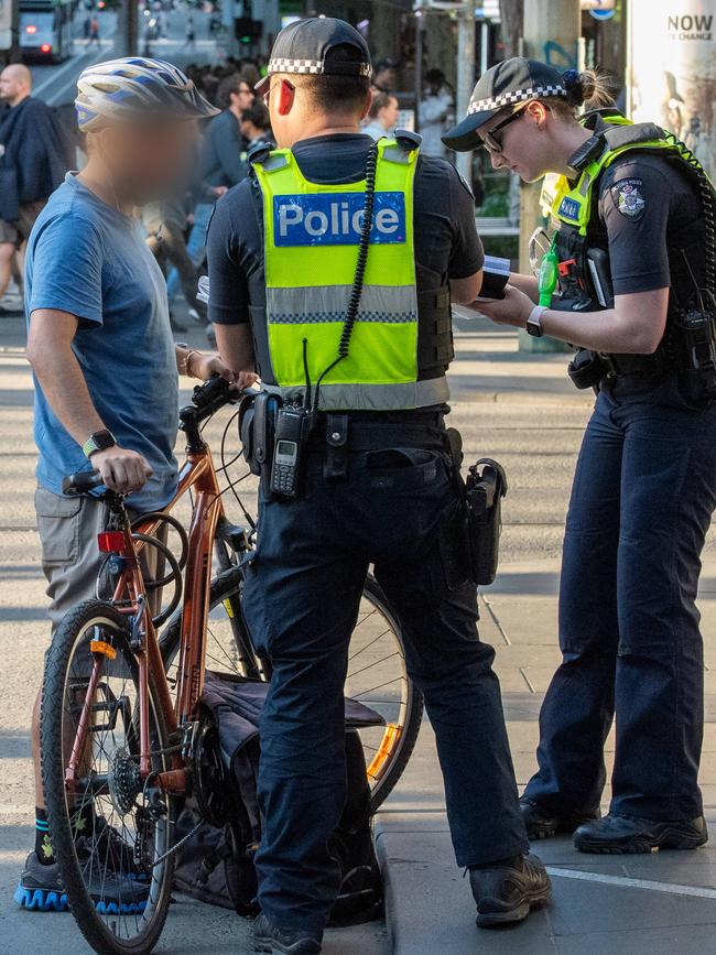 Officers were on the prowl in the CBD. Picture: Jason Edwards