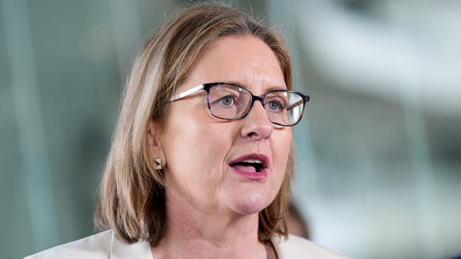 MELBOURNE, AUSTRALIA - AUGUST 18: Premier of Victoria Jacinta Allan speaks during a Cricket Australia Media Opportunity at Melbourne Cricket Ground on August 18, 2024 in Melbourne, Australia. (Photo by Asanka Ratnayake/Getty Images for Cricket Australia)