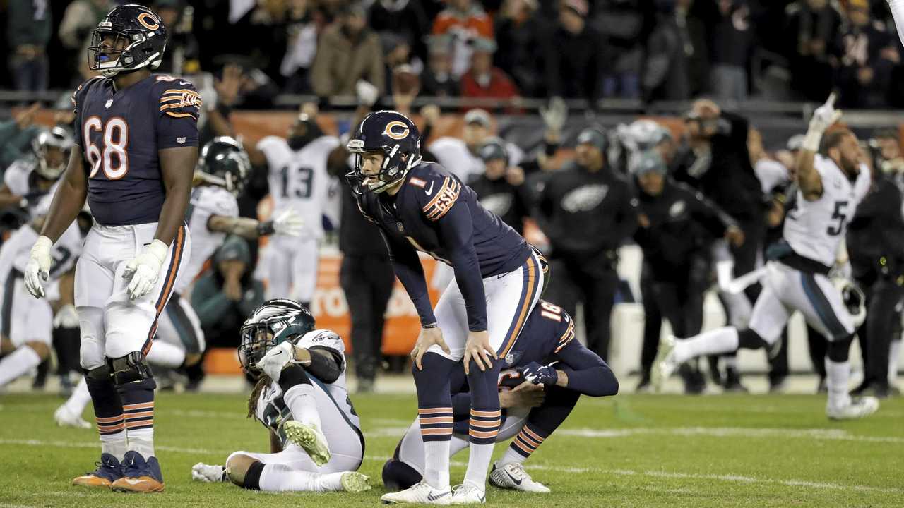 ON AN ISLAND: Chicago Bears kicker Cody Parkey was the butt of jokes after his field goal miss in the NFL playoffs. Picture: Nam Y. Huh