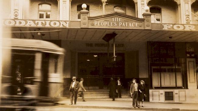 The People’s Palace in Pitt St, with passing tram, circa 1940s. Image: Museum of Victoria