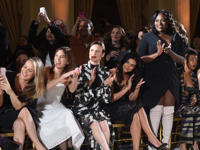Alicia Silverstone, Alexa Chung, Juliette Lewis, Morena Baccarin, Danielle Brooks and Alicia Silverstone attend the Christian Siriano show during, New York Fashion Week: The Shows at The Plaza Hotel on February 11, 2017 in New York City. Picture: Getty