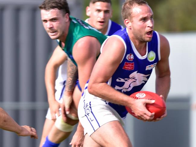 Coburg Districts star Tom Lucin in action in the EDFL. Picture: Jamie Morey