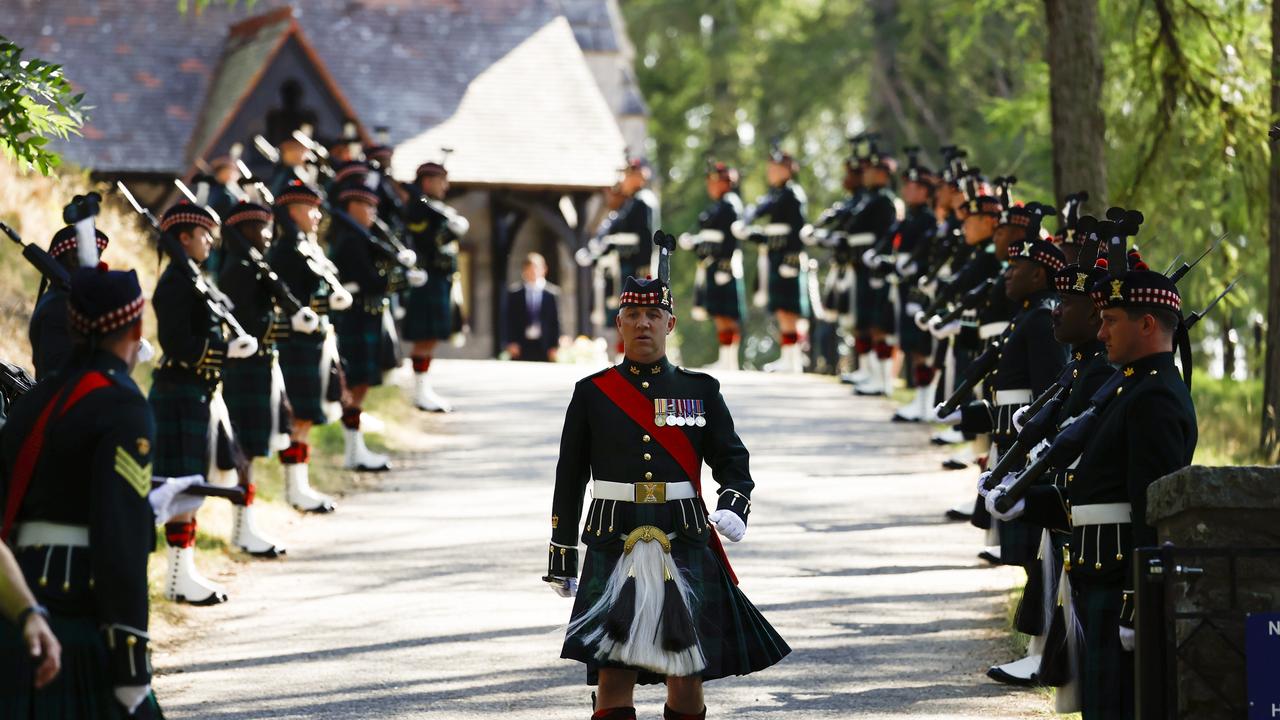 Balaklava Company, 5 Battalion The Royal Regiment of Scotland form a guard of honour at Crathie Kirk Church on August 14, 2022 in Crathie, Aberdeenshire. Picture: Jeff J Mitchell/Getty Images