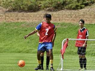 IN CONTROL: Kavinda Perera focuses on controlling the ball during a skills session. Picture: Bev Lacey