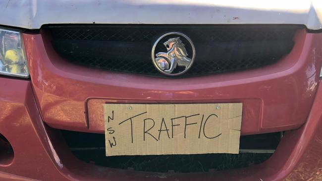 The car also had a cardboard front number plate reading ‘Traffic’. Picture: Jim O'Rourke