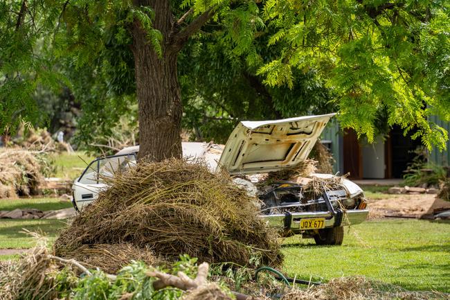 Huge storms late Sunday caused a massive flash flood in the middle of the night in Eugowra, with houses washed off their foundations, and cars and other items strewn though the town. Picture: Chris Watson/Farmpix Photography